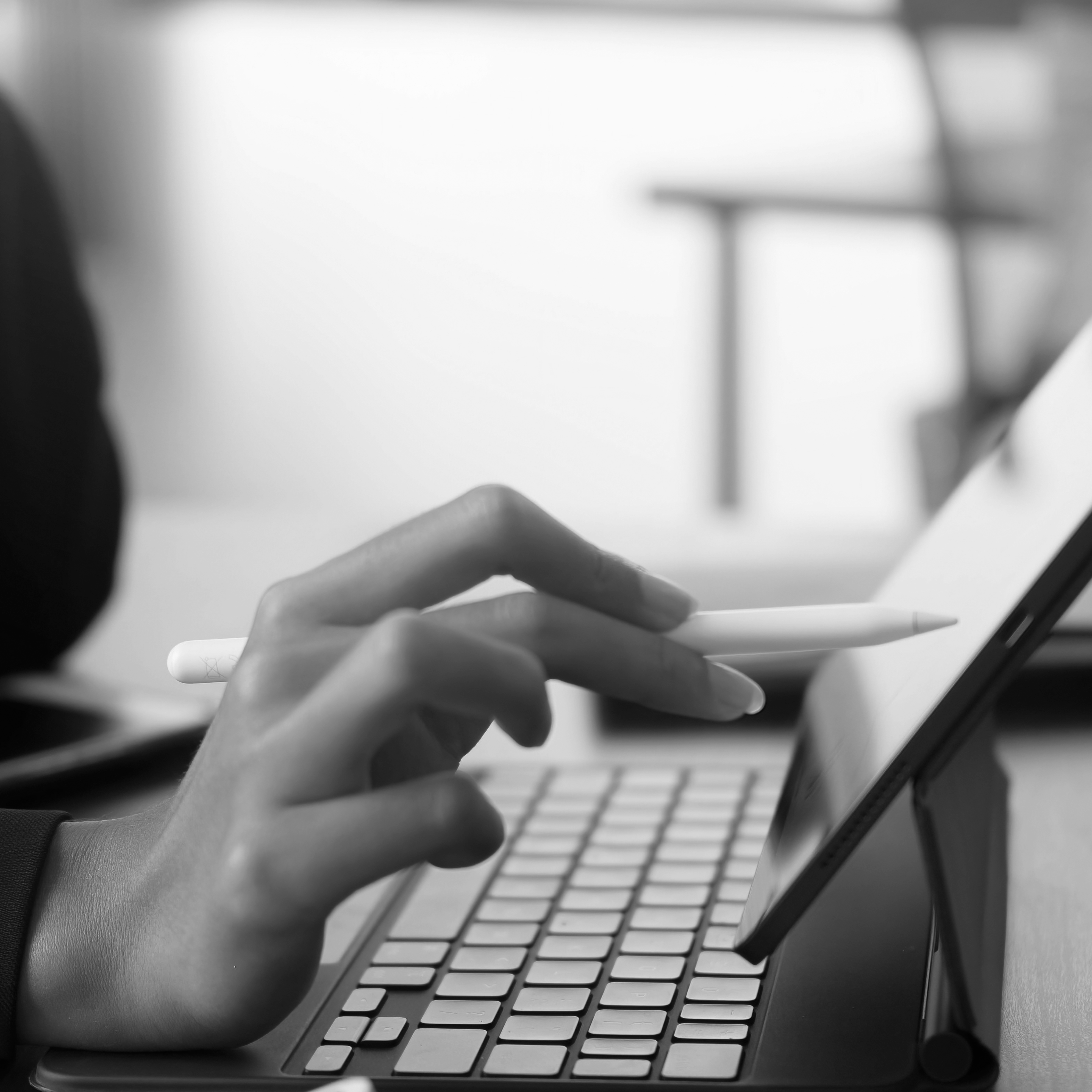 woman holding stylus