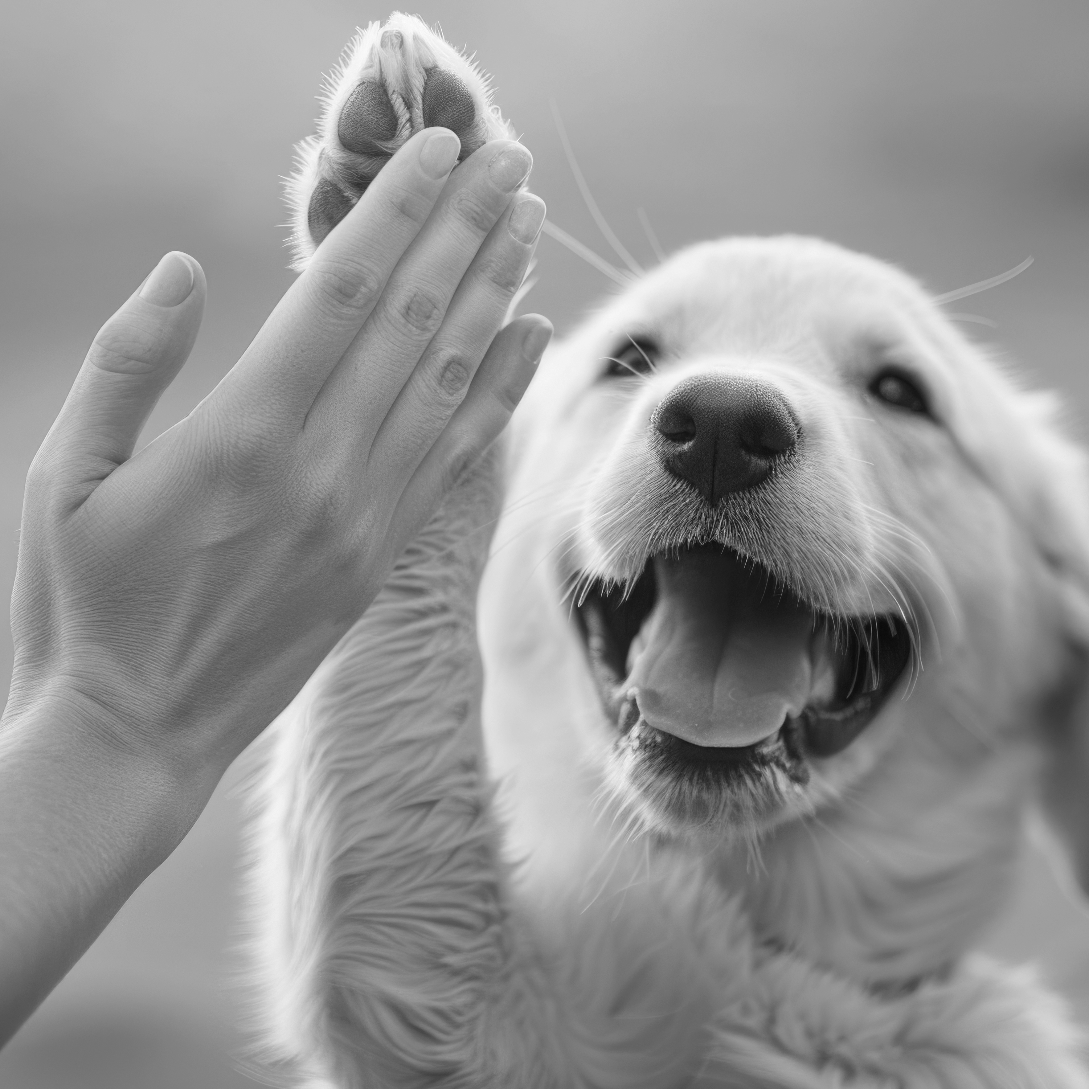 high fiving dog