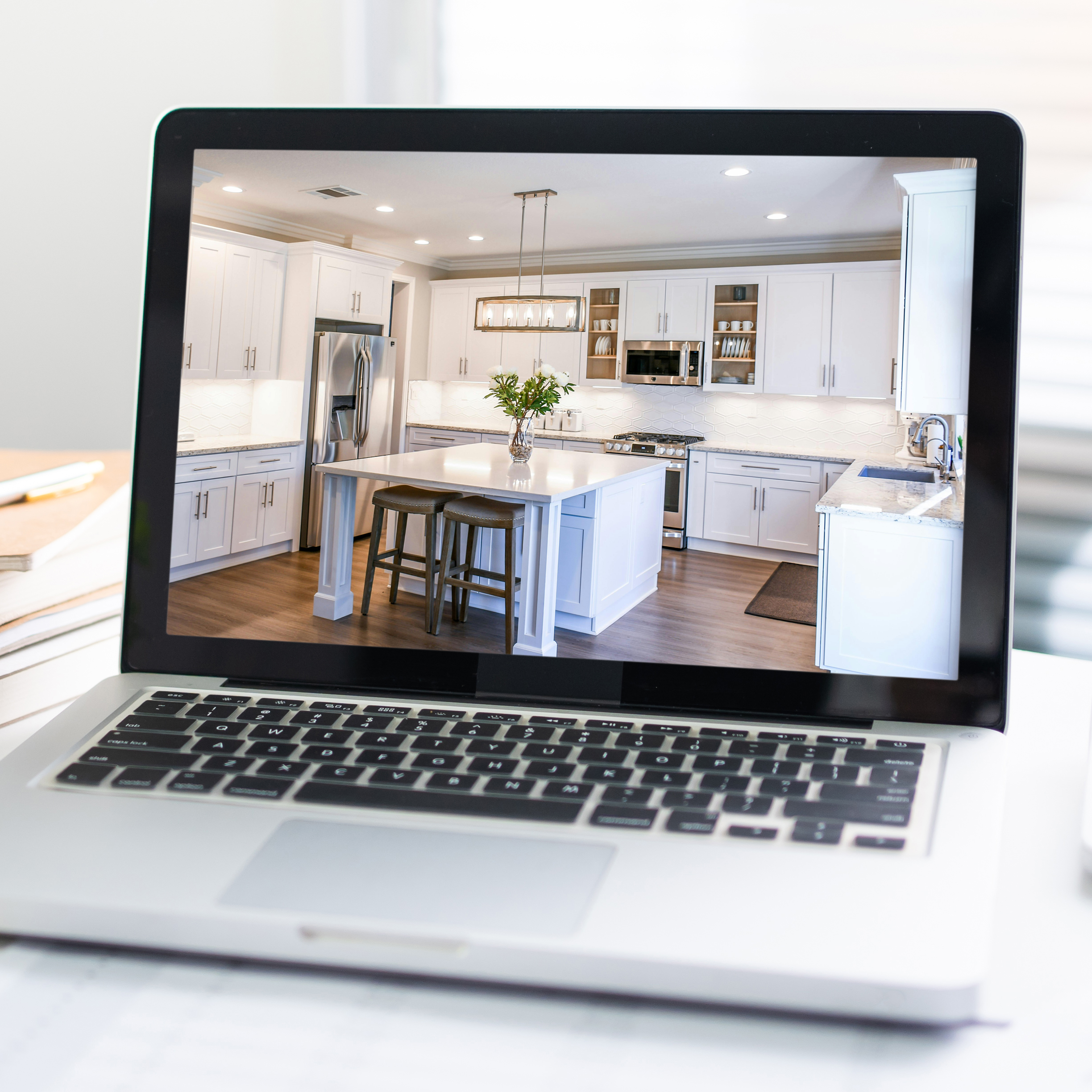 laptop with kitchen photo